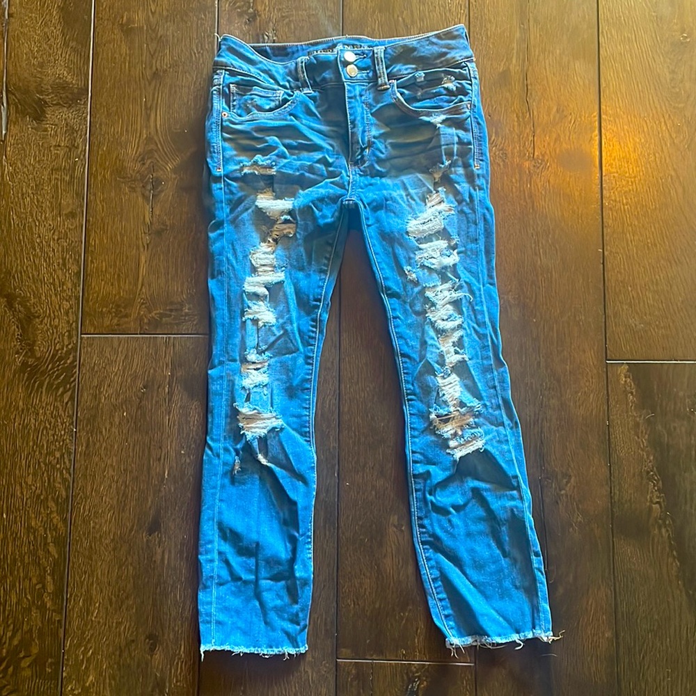 American Eagle Artist Crop Skinny Jeans Distressed
